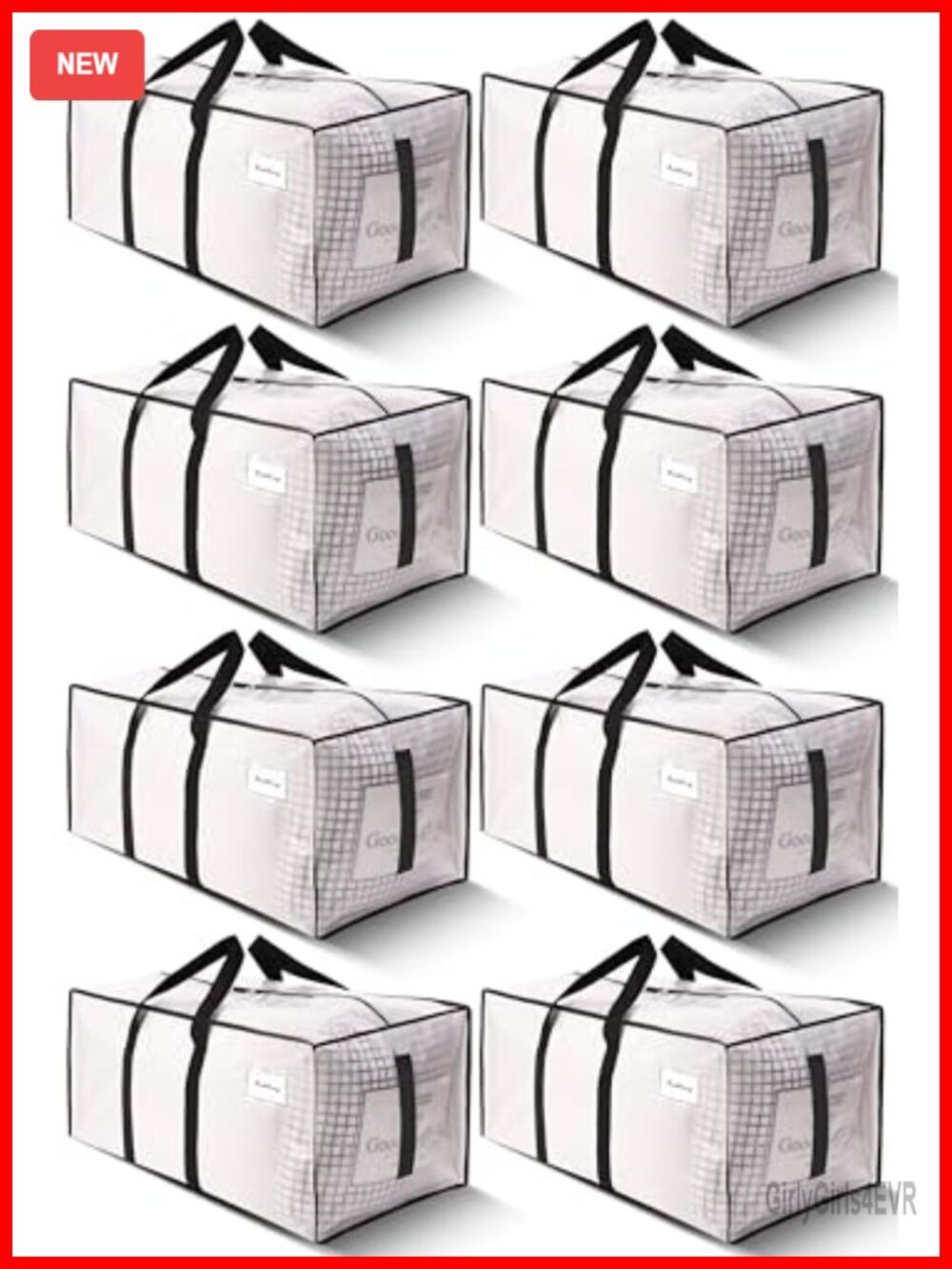200 lb Capacity Heavy Duty Moving Bags, Water-Resistant Storage Totes, Set of 8